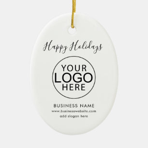 Modern Business Logo and QR Code Script Christmas Ceramic Tree Decoration