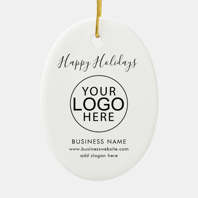 Modern Business Logo and QR Code Script Christmas Ceramic Tree Decoration (Front)