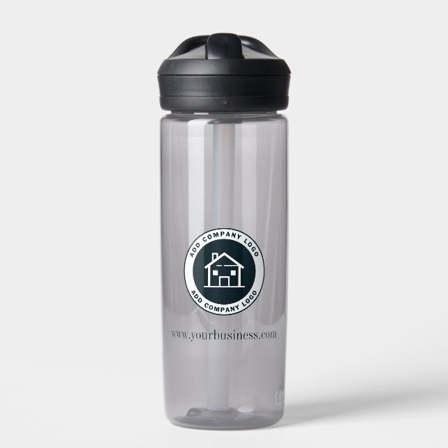 Modern Business Logo and Website Custom Water Bottle (Front)