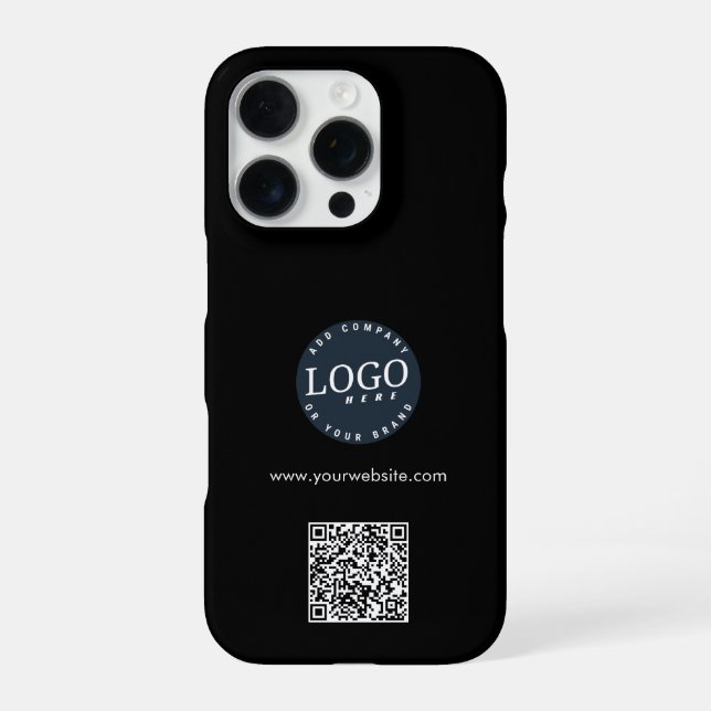 Modern Business Logo and Website QR Code Custom iPhone Case (Back)