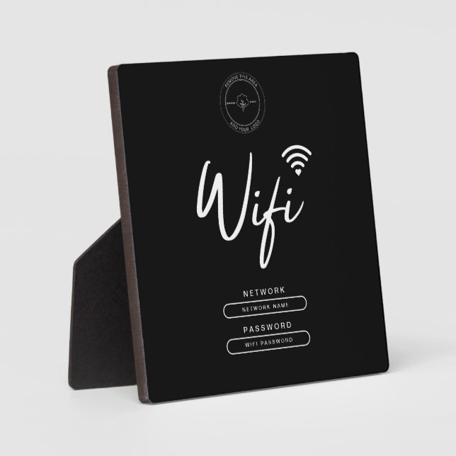 Modern Business Logo Black and White Wifi Details  Plaque (Front)
