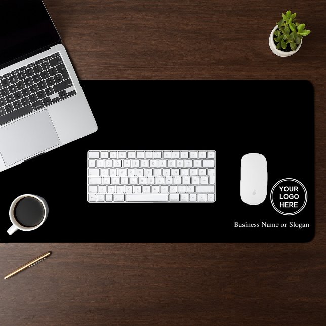 Modern Business Logo Black Desk Mat (Creator Uploaded)