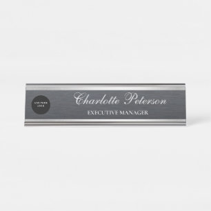 Modern Business Logo Black Metal Executive   Desk Name Plate