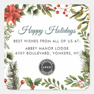 Modern Business Logo Christmas Holidays Square Sticker