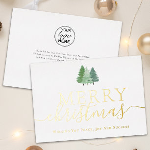 Modern Business Logo Christmas Trees Script Gold