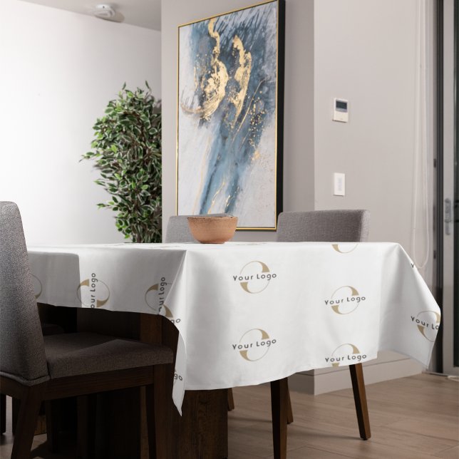 Modern Business Logo Clean Minimal Company White Tablecloth (Creator Uploaded)