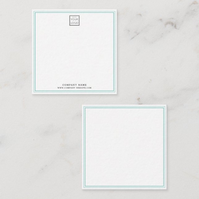 Modern Business Logo Company Teal Double Border Card (Front/Back)