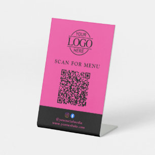 Modern Business Logo Contactles QR Code Menu Pedestal Sign