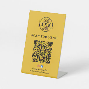 Modern Business Logo Contactles QR Code Menu Pedestal Sign