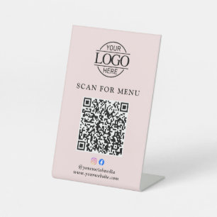 Modern Business Logo Contactles QR Code Menu Pedestal Sign