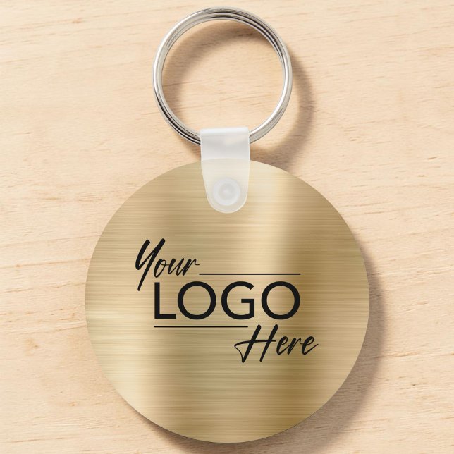 Modern Business Logo Gold Key Ring (Modern Business Logo Gold Keychain)