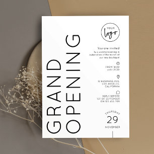 Modern Business Logo Grand Opening Simple Invitation