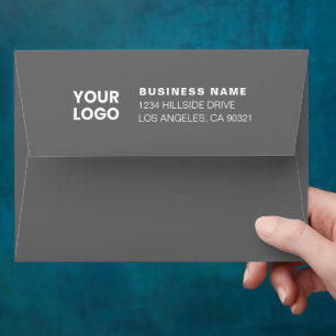 Modern Business Logo Grey & White Return Address Envelope