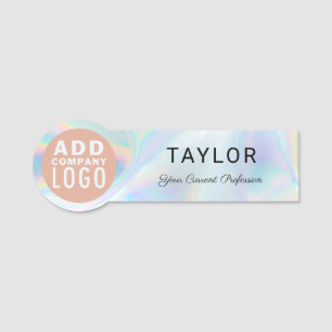 Modern Business Logo Holographic Staff Custom Name Tag