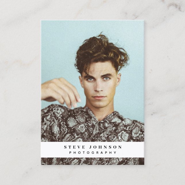 Modern Business Logo Minimal Photographer Photo Business Card (Front)