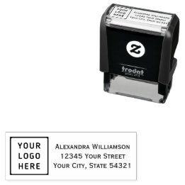 Modern Business Logo Name Address Template Self-inking Stamp