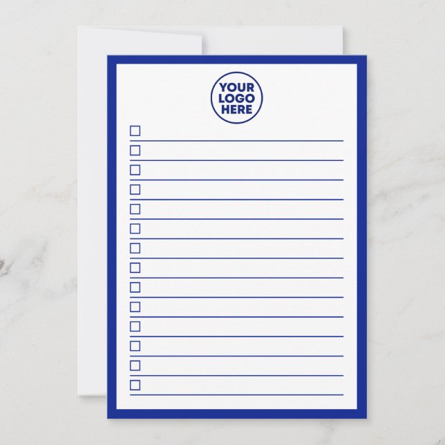 Modern Business Logo Navy Blue To Do List Invitation (Front)