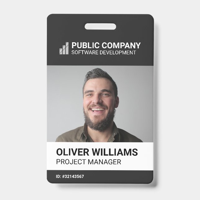Modern Business Logo Photo Employee ID Badge (Front)