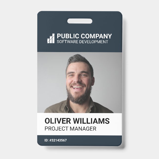 Modern Business Logo Photo Employee ID Badge (Front)