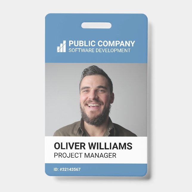 Modern Business Logo Photo Employee ID Badge (Front)