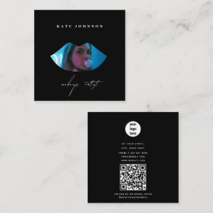 Modern Business Logo Photo Makeup Artist Lip Square Business Card
