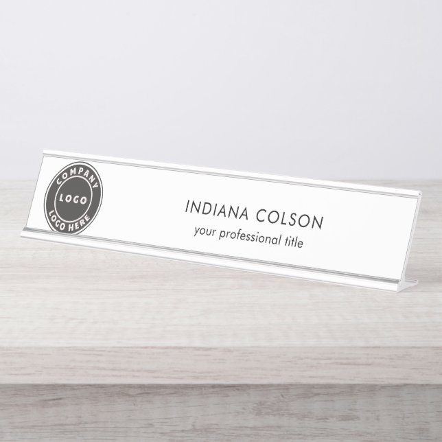 Modern Business Logo Professional Desk Name Plate (Front)