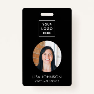 Modern Business Logo QR Code Black Staff Badge ID Badge