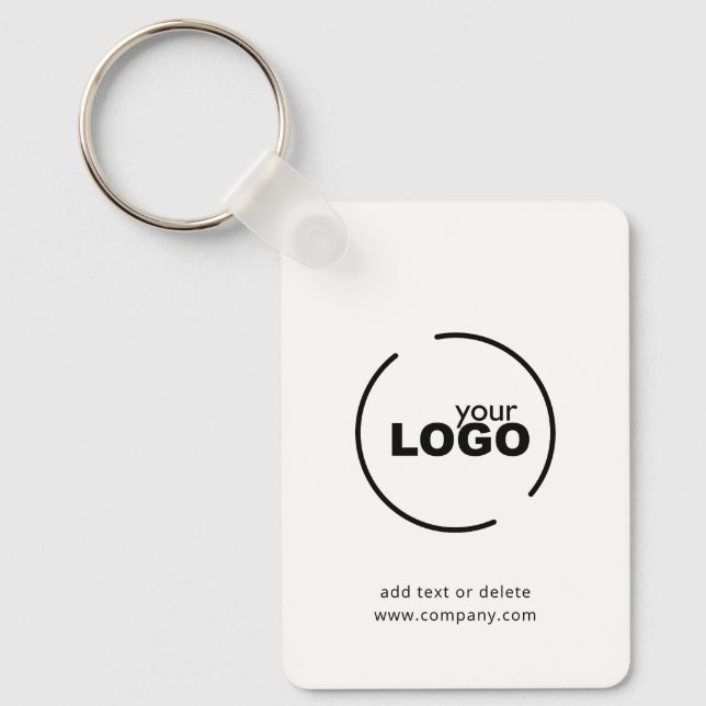 Modern Business Logo QR Code Black & White Key Ring (Front)