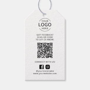Modern Business Logo QR Code Feedback Social Media Gift Tags