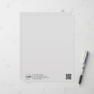 Modern Business Logo QR Code Grey Custom Letterhead