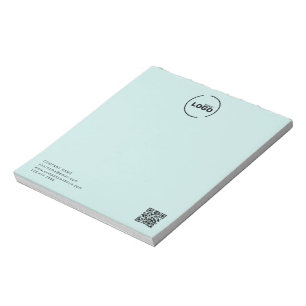 Modern Business Logo QR Code Light Turquoise Notepad