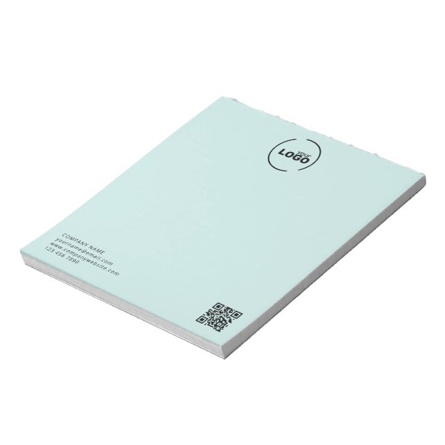 Modern Business Logo QR Code Light Turquoise Notepad (Rotated)