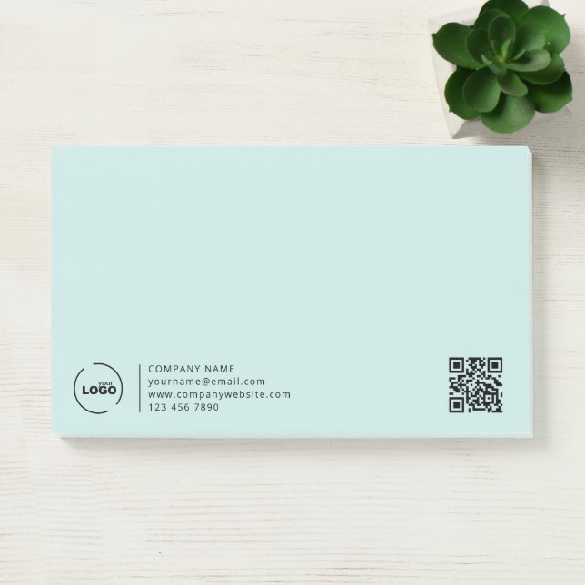 Modern Business Logo QR Code Light Turquoise Post-it Notes (Office)