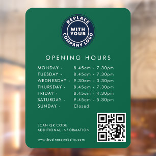 Modern Business Logo QR Code Opening Hours Green