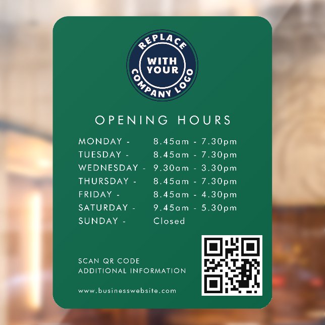 Modern Business Logo QR Code Opening Hours Green (Sheet 2)