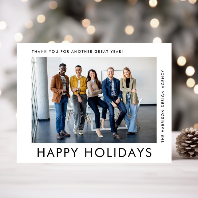 Modern Business Logo QR Code Photo Christmas Holiday Card (Spread the joy of the season and strengthen business relationships with our photo holiday card)