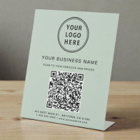 Modern Business Logo QR Code Sage Green