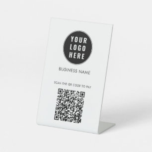 Modern Business Logo Retail QR Code Company Pedestal Sign