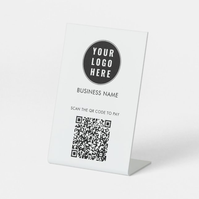Modern Business Logo Retail QR Code Company Pedestal Sign (Front)