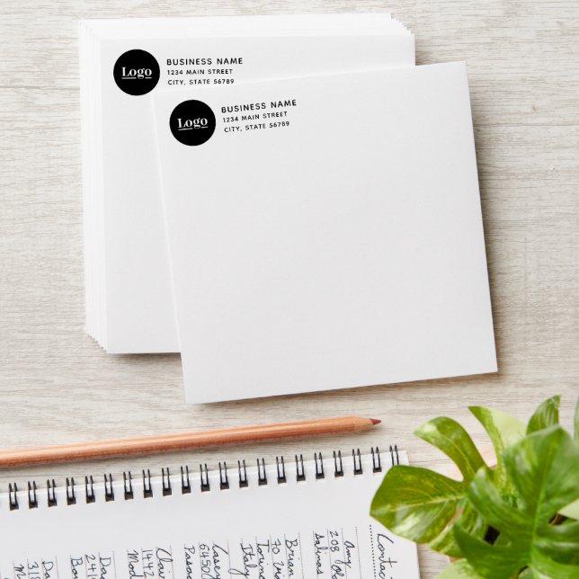 Modern Business Logo Return Address White Envelope (Stacked)