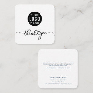 Modern Business Logo Script Company Thank You Square Business Card