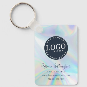 Modern Business Logo Script Iridescent Promotional Key Ring