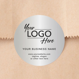 Modern Business Logo Silver Classic Round Sticker