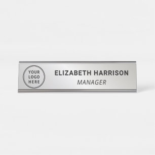 Modern Business Logo Silver Desk Name Plate