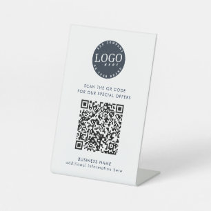 Modern Business Logo Simple and QR Code Pedestal Sign