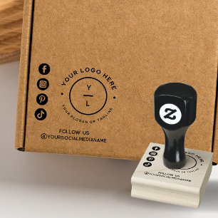 Modern Business Logo & Social Media Follow Us Rubber Stamp