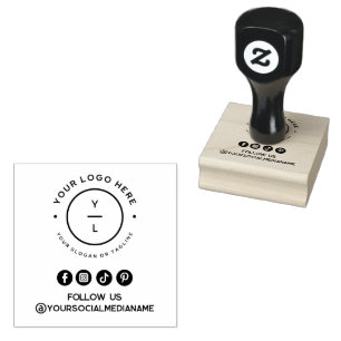 Modern Business Logo & Social Media Follow Us Rubber Stamp