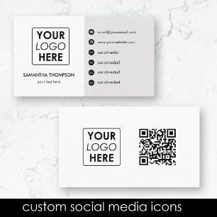 Modern Business Logo Social Media Icons QR Code Card
