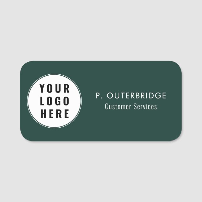Modern Business Logo Staff Employees Custom Name Tag (Front)