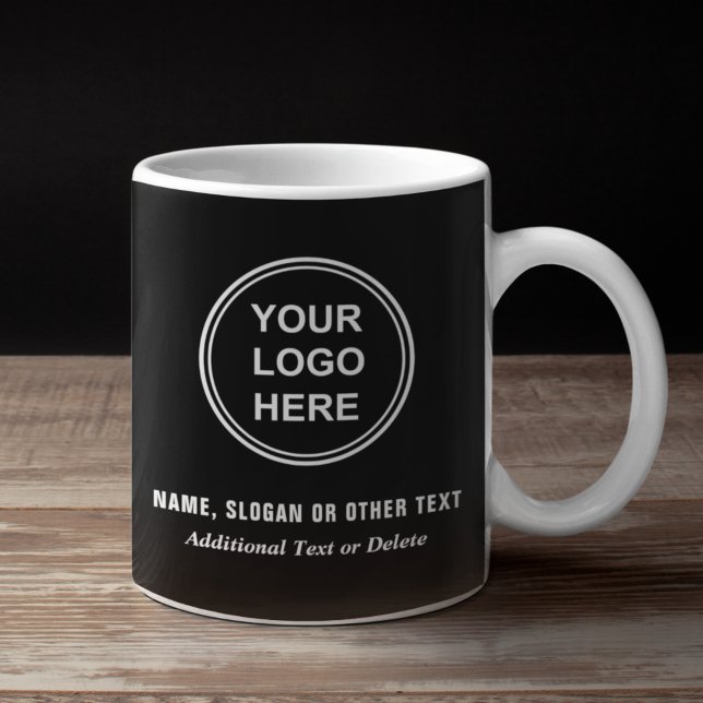 Modern Business Logo Stylish Black Coffee Mug (Creator Uploaded)